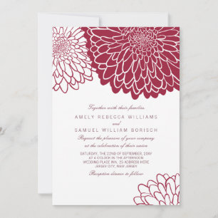 Burgundy Chrysanthemum Simple Stylish 1 Wedding Invitation