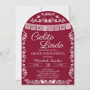 Burgundy Cielito Lindo Graduation Fiesta Arch Invitation