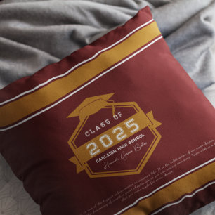 Burgundy   Class of 2025 Graduation Keepsake Cushion
