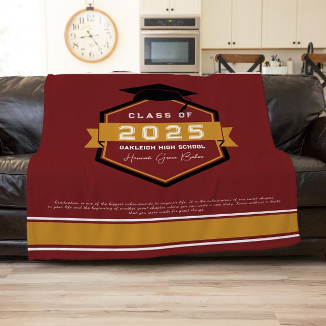 Burgundy | Class of 2025 Graduation Keepsake Fleece Blanket (Creator Uploaded)