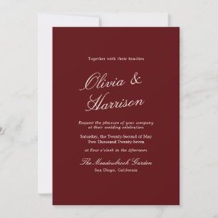 Burgundy Classic Calligraphy Old Money Invitation