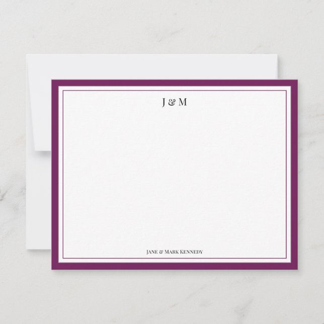Burgundy Classic Custom Couple Monogram  Card (Front)