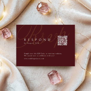Burgundy Classic Elegance Wedding QR code  RSVP Card