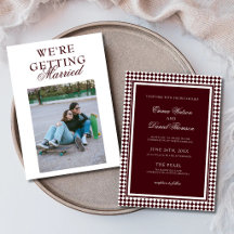 Burgundy Classic Harlequin Border Photo Wedding