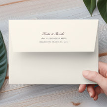 Burgundy Classic Script Return Address Wedding