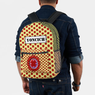 Burgundy Clover Ribbon by Kenneth Yoncich Printed Backpack