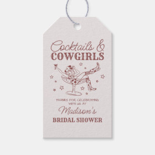 Burgundy Cocktails and Cowgirl Bridal Shower Favor Gift Tags