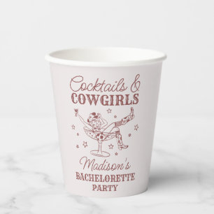 Burgundy Cocktails Cowgirls Rodeo Bachelorette Paper Cups