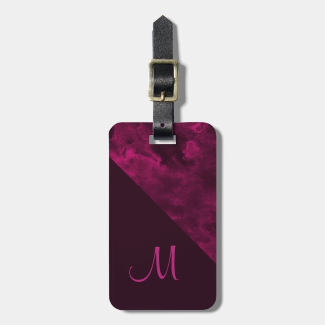 Burgundy Colour Block Luggage Tag (Front Vertical)