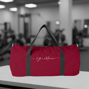 burgundy colour-elegant script duffle bag