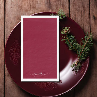 burgundy colour-elegant script  napkin