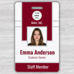 Burgundy   Conference and Education Staff Photo ID Badge