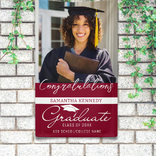 Burgundy Congrats 2026 Graduate Photo Graduation Banner