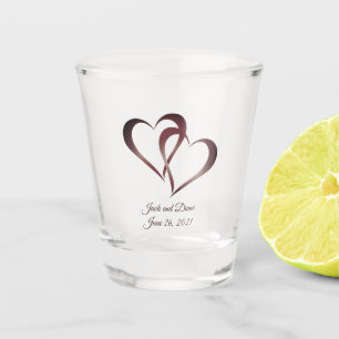 Burgundy Connected Hearts Personalised Shot glass