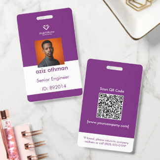Burgundy Corporate Employee Photo ID Badge Templat