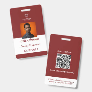 Burgundy Corporate Employee Photo ID Badge Templat
