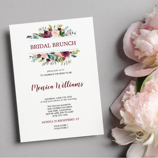 Burgundy Country Bloom |  Bridal Brunch Wedding Invitation (Creator Uploaded)
