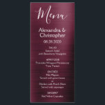 Burgundy Cranberry Modern and Elegant Wedding Menu<br><div class="desc">Burgundy Cranberry Purple Modern Faux Metallic Stainless Steel Wedding Menu. This girly modern Marsala and White Script Wedding Menu can be customised to include the names of the Bride and Groom, the wedding date and the wedding dinner menu options. This Menu is part of a matching wedding collection and additional...</div>
