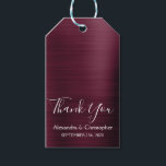 Burgundy Cranberry Modern Wedding Thank You Gift Tags<br><div class="desc">Purple Burgundy Cranberry Modern and Elegant Wedding Thank You Favour Gift Tags. These Marsala Maroon Wedding Favour Gift Tags can be customised to include your name and wedding date. The Brushed Metal Elegant Gift Tags are part of the Burgundy Wedding Collection. If you would like matching items, please contact the...</div>