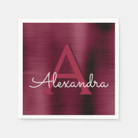 Burgundy Cranberry Monogram Initial Wedding