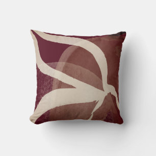 Burgundy & Cream Artistic Abstract Watercolor Cushion