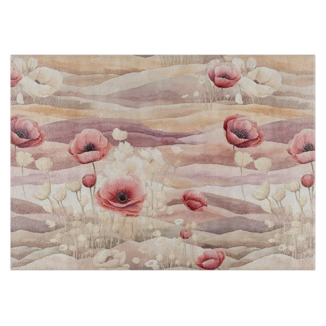 Burgundy Cream Blush Floral Bridal Shower Cutting Board (Front)