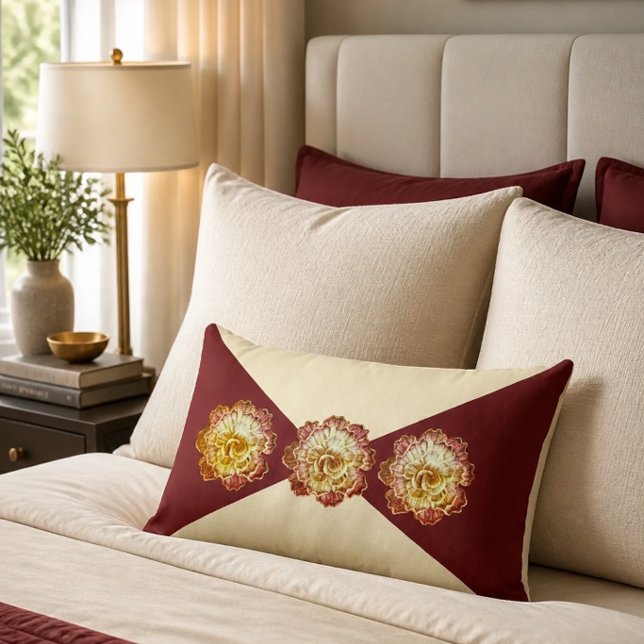 Burgundy & Cream Elegance Lumbar Pillow - No 1 (Creator Uploaded)