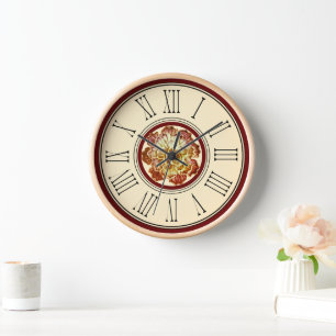 Burgundy & Cream Elegance Wall Clock