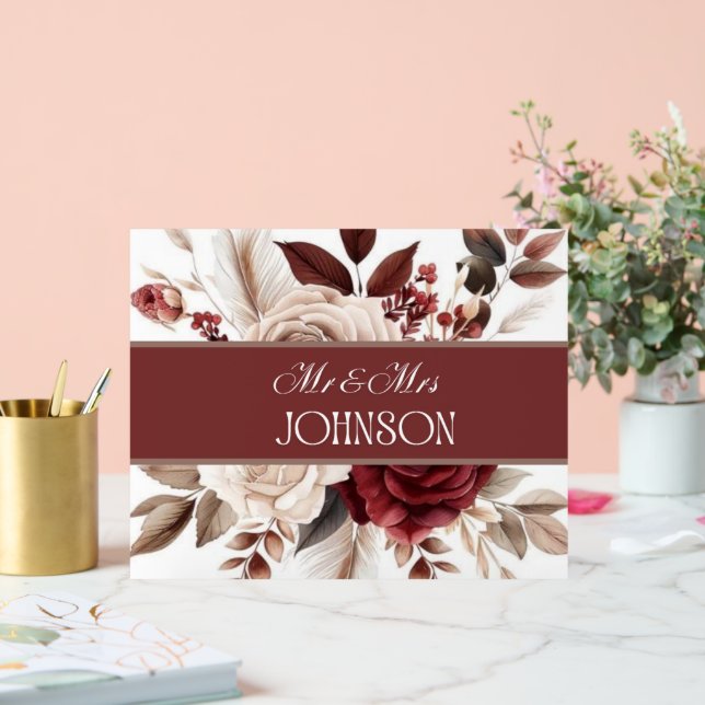 Burgundy Cream FloraCustom Newly Wed Wedding Decor (Wedding)