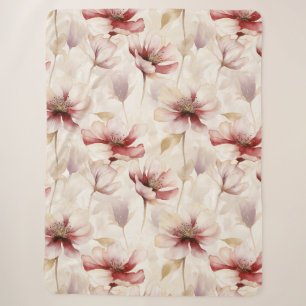 Burgundy Cream Floral Sherpa Blanket