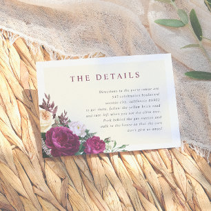 Burgundy & Cream Floral The Details Enclosure Card