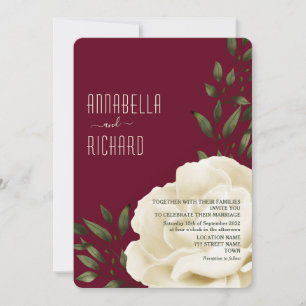 Burgundy Cream Floral Wedding Invitation