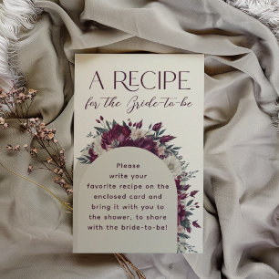 Burgundy Cream Flowers Love in Bloom Recipe Enclosure Card