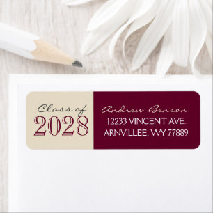 Burgundy & Cream Graduation Return Address Labels