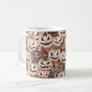 Burgundy Cream Halloween Pumpkins Coffee Mug