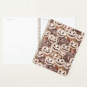 Burgundy Cream Halloween Pumpkins Planner