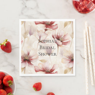 Burgundy Cream Lavender Floral Bridal Shower Napkin
