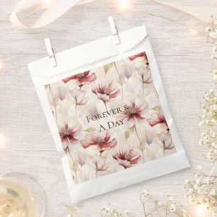 Burgundy Cream Lavender Floral Wedding Favour Bags