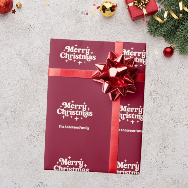 Burgundy cream Merry Christmas favour Wrapping Paper (Creator Uploaded)