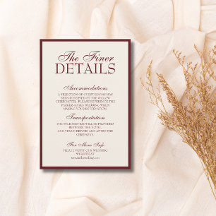 Burgundy Cream Old Money Classic Wedding Details Enclosure Card