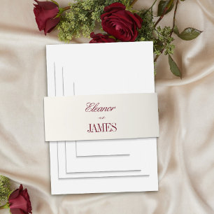 Burgundy Cream Old Money Wedding Invitation Belly Band