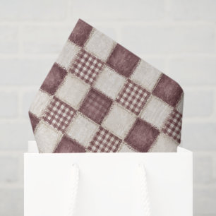 Burgundy Cream Plaid Stripes Christmas Tissue Paper