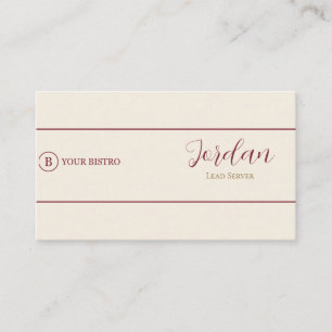 Burgundy Cream Restaurant Owner Chef Logo Business Card
