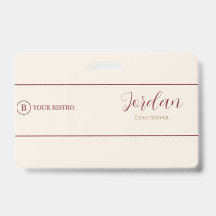 Burgundy Cream Restaurant Server Logo Employee ID