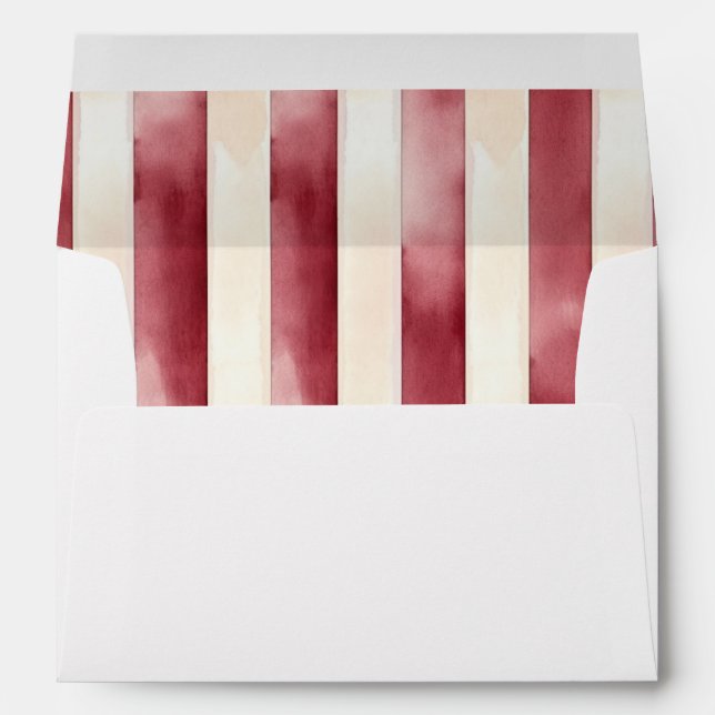 Burgundy Cream Stripes Butterfly Envelope (Back (Bottom))