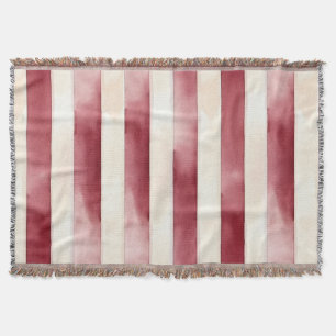 Burgundy Cream Stripes Throw Blanket