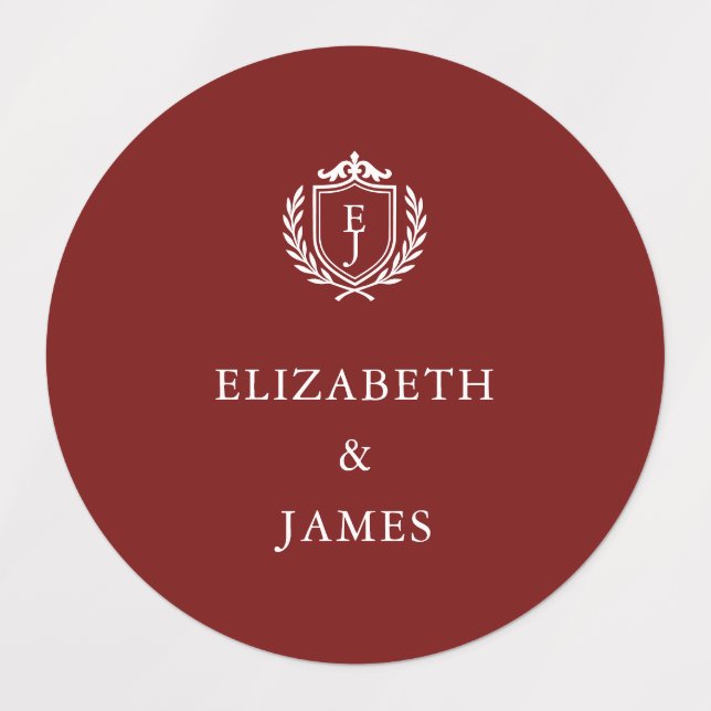 Burgundy Crest Wedding Custom Initials (Design 1)