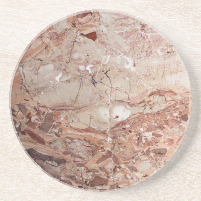 Burgundy Crimson Stoney Pebble Marble finish Coaster (Front)