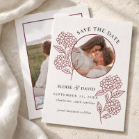 Burgundy Cross Stitch Hydrangea Photo Wedding