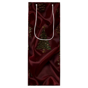 Burgundy Crystal Christmas Wine Gift Bag